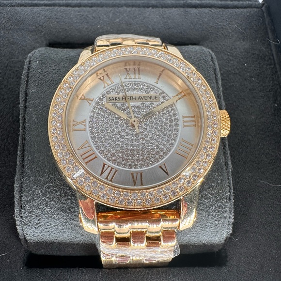 Saks Fifth Avenue Accessories - BRAND NEW SAKS FIFTH AVENUE CRYSTAL ENCRUSTED WATCH